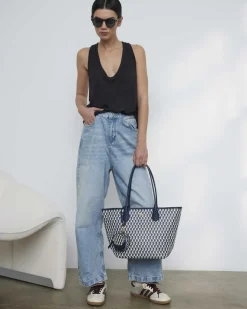 Bolsos Shopper^Lonbali Bolso Born Midi B&W Navy