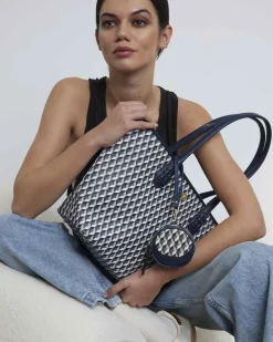Bolsos Shopper^Lonbali Bolso Born Midi B&W Navy